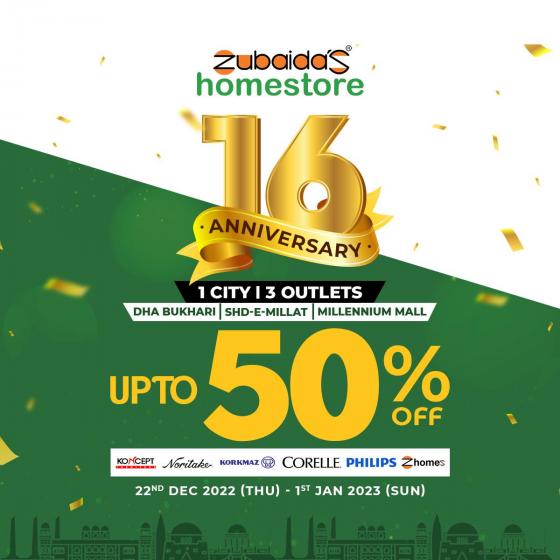 Zubaidas Home Store 16th Anniversary Sale! Upto 50 off on Koncept